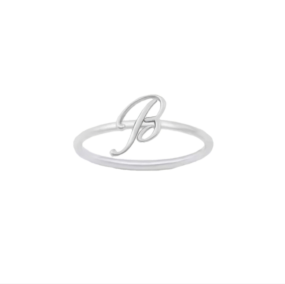 ♥️ DAINTY INITIAL STERLING SILVER RING - Picture 3 of 16